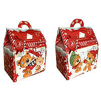 Новогодняя Коробка для Конфет (1,3кг) Картонная Упаковка для Подарков Дом Большой Медведи (25 шт)