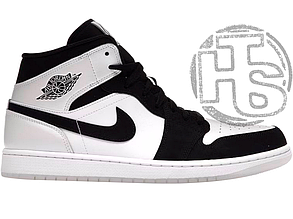 Жіночі кросівки Air Jordan 1 Mid Diamond Shorts White Black (з хутром) DH6933-100