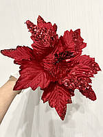 Новорічна пуансеттія. Різдвяна квітка — червона пуансеттія (22 см), фото 6