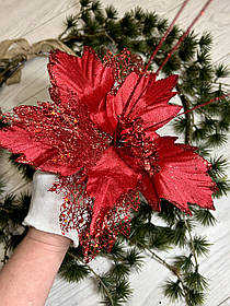 Новорічна прикраса — пуансеттія. Різдвяна квітка — пуансеттія червона (25 см)