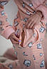 Піжама-комбінезон із кишенею вирізом на попі тепла персикова з овечками розмір Xl, фото 2