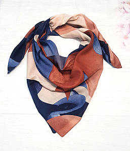 Хустка жіноча вовняна середнього розміру Шері синя кармін