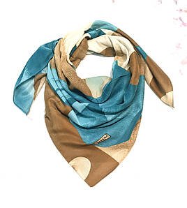 Хустка жіноча вовняна середнього розміру Шері пісок бірюза