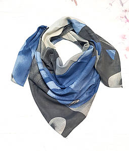 Хустка жіноча вовняна середнього розміру Шері сірий блакитний