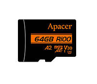 Apacer Карта памяти microSD 64GB C10 UHS-I U3 A2 R100/W80MB/s + SD Baumarpro - Твой Выбор