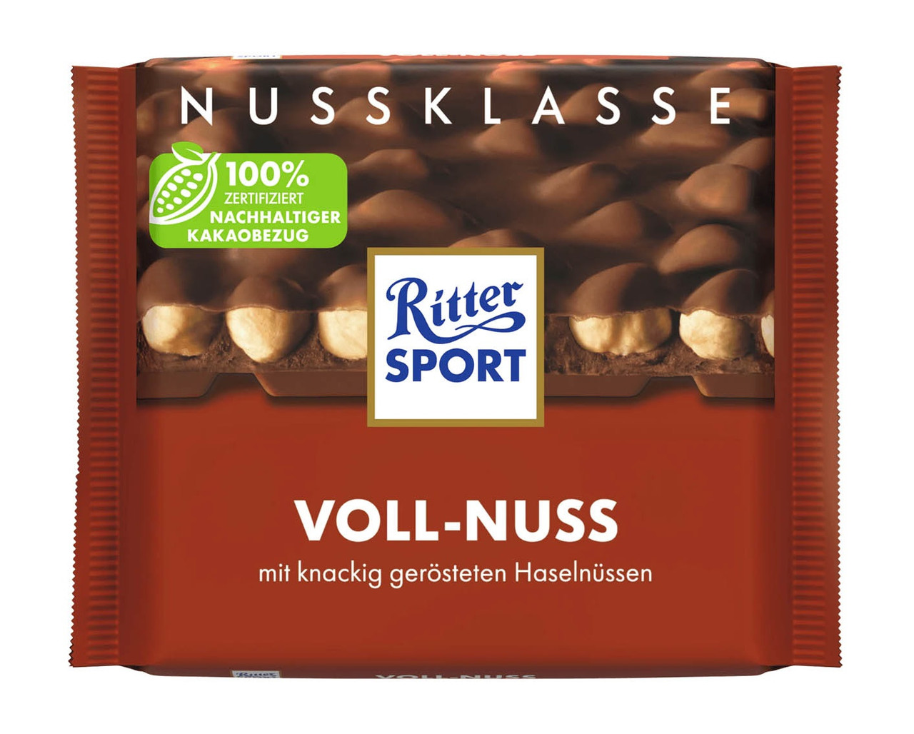 Шоколад Молочний Ritter Sport Voll-Nuss із Цілісним Фундуком 100 г Німеччина, фото 1