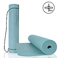 Коврик - мат для йоги та фитнесу 173х61х0.6 см PowerPlay 4010 Зеленый для дома и спортзала со стяжками лучшая