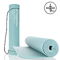 Коврик - мат для йоги и фитнеса 17361х0.6 см PowerPlay 4010 мятный со стяжкой для дома и спортзала лучшая цена