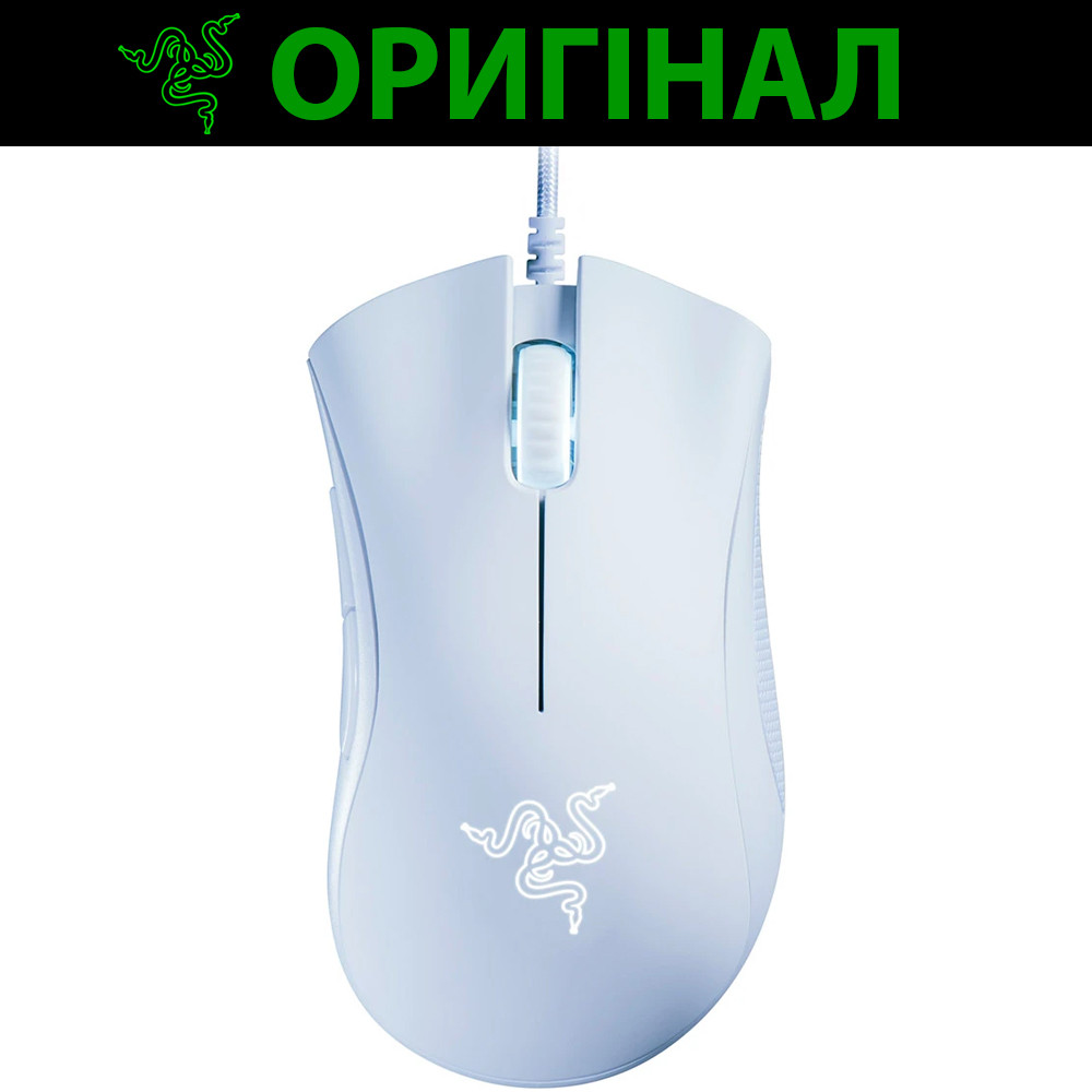Мышка Razer DeathAdder Essential USB, белая, с подсветкой, проводная ...