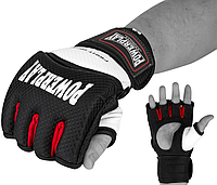 Перчатки боевые для MMA р. M на липучке PowerPlay 3075 Черно-белые из экокожи без пальцев лучшая цена с
