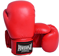 Боксерские перчатки 18 унц. из экокожи PowerPlay 3004 красные на липучке для взрослых и подростков лучшая цена