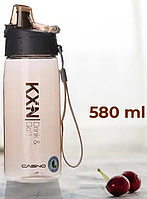 Бутылка спортивная для воды 580 мл пластиковая CASNO KXN-1179 коричневая с ремешком для переноски лучшая цена