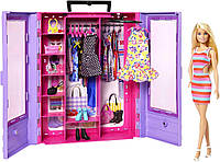 Игровой набор Барби Модный Шкаф гардероб с одеждой обувью куклой Barbie Fashionistas Ultimate Closet HJL66