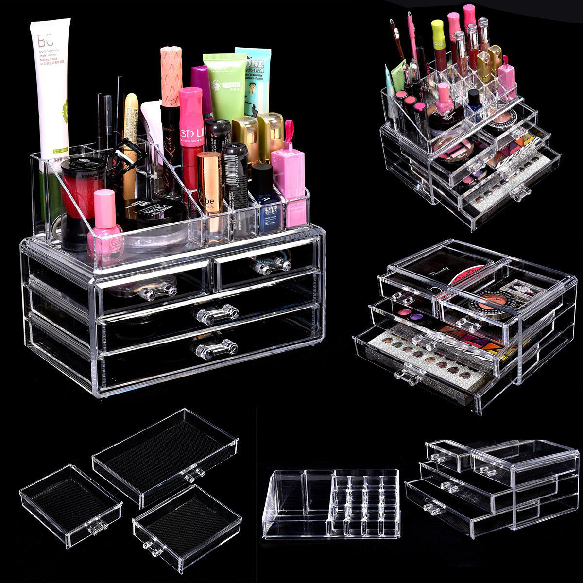 Настольный органайзер для косметики Cosmetic Organizer Makeup Container Storage Box 4 Drawer - фото 3 - id-p1975684825