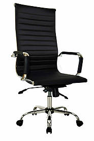 Офісне крісло для персоналу Elegance чорний шкірзам