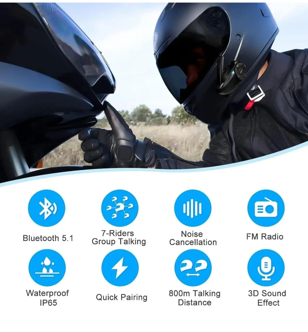 Комплект Bluetooth гарнітура для мотоциклетного шолома EJEAS Q7 - фото 3 - id-p2023446946