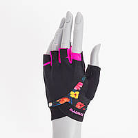 Рукавички для фітнесу MadMax MFG-770 Flower Power Gloves Black/Pink XS лучшая цена с быстрой доставкой по