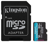 Картка пам'ятi KINGSTON microSDXC 64Gb Canvas Go+ U3 V30 (R170/W70)+ad