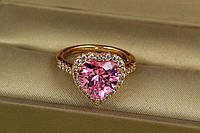Кольцо Xuping Jewelry сердце океана с розовым камнем 1,4 см р 17 золотистое