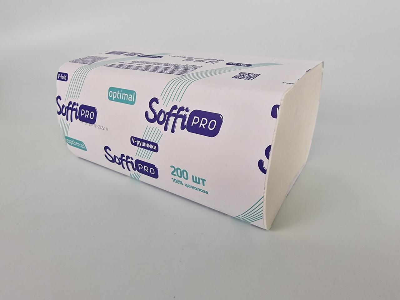 Полотенце бумажное v-складка белое(200листов) SoffiPro Optimal (1 пач) - фото 4 - id-p1075429896