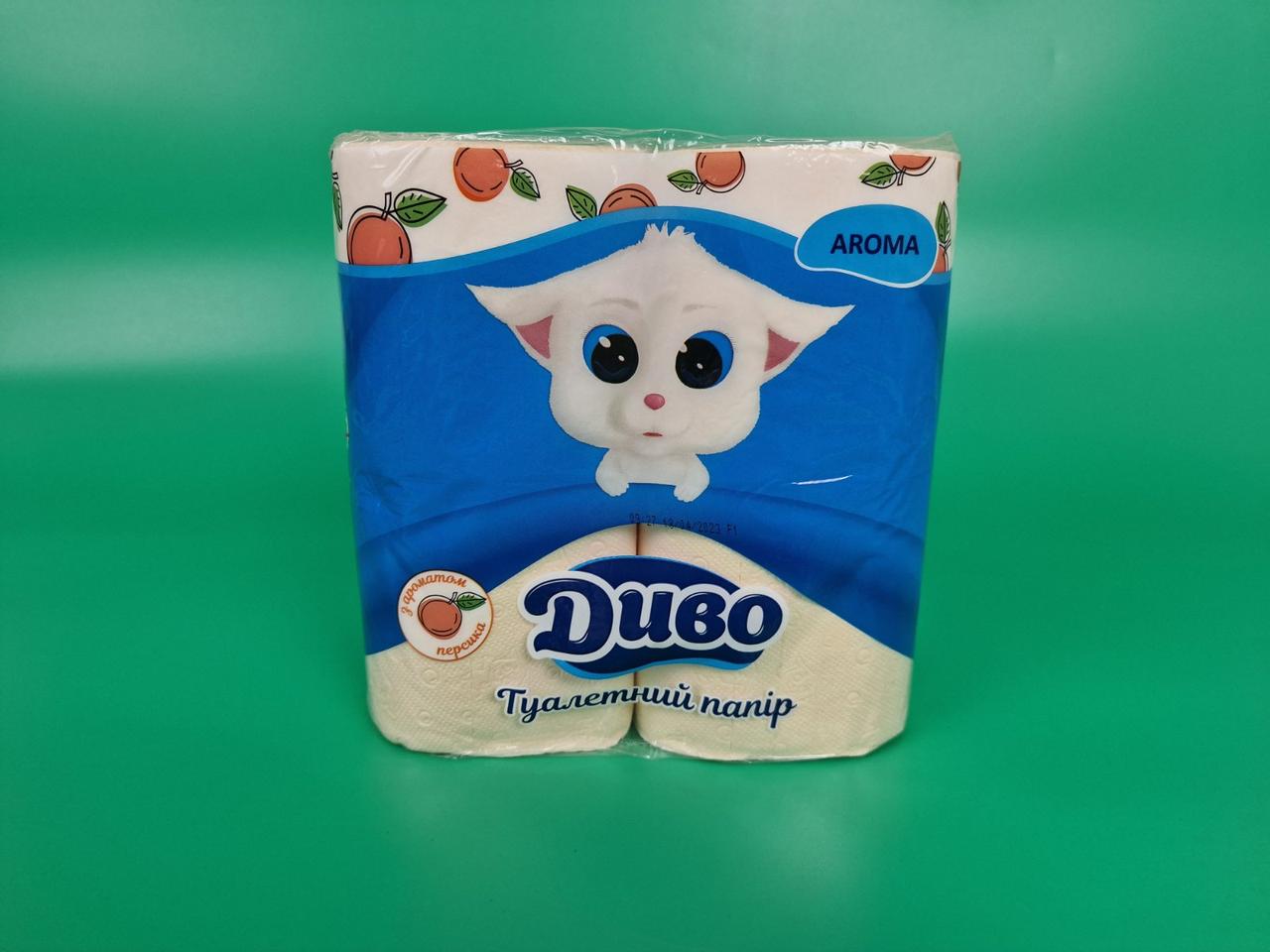 Туалетний папір (2шари) білий з ароматом (а4) Диво АромаПЕРСИК (1 пачка), фото 1