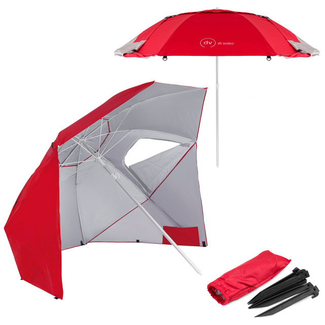 Зонт пляжний складаний 210 см di Volio Sora червоного кольору садовий парасольку