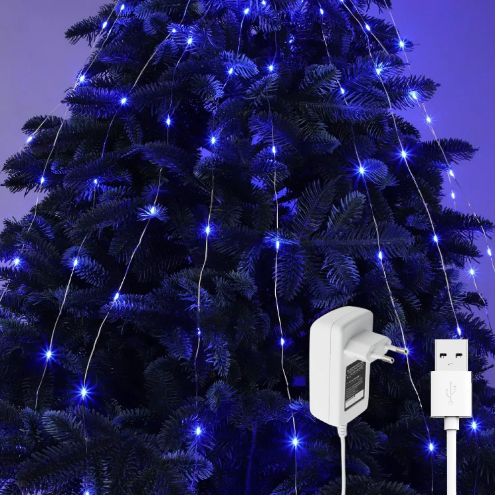 Світлодіодна гірлянда Кінський хвіст, 5м, 500 LED, 10 ниток, від USB і мережі 220V, статичний режим