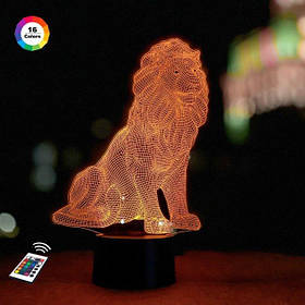 Нічник-світильник 3D "Лев 3" 3DTOYSLAMP 27х16 см 19es
