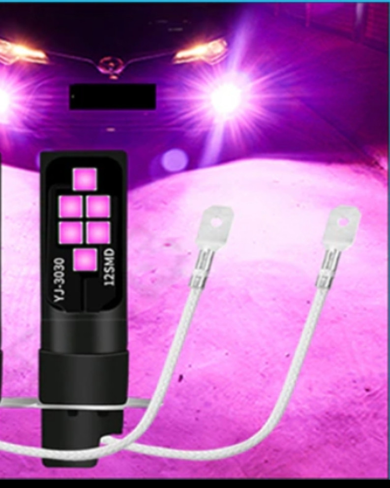 Світлодіодна лампа H3 рожевий LED (ціна за 1 шт.) протитуманка Canbus 12SMD 3535/6 Вт 12 В, автолампа