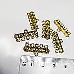 Конектор 5/1 отворів, 25×12 мм Античне Золото, фото 2