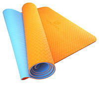 Коврик для йоги и фитнеса U-POWEX TPE Yoga mat Orange/Blue (183х61х0.6) D_790