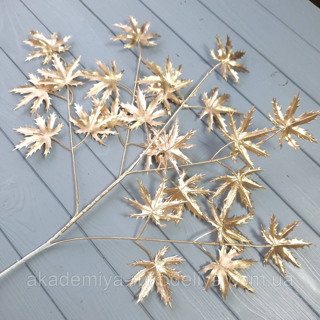 Гілка велика з листям клен — ЗОЛОТА 90 см, фото 1