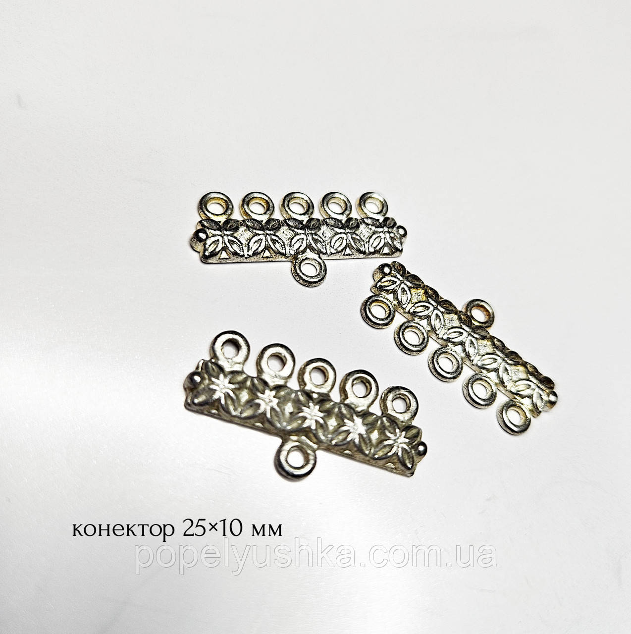 Конектор 5/1 отвори, 25×10 мм срібного кольору, фото 1