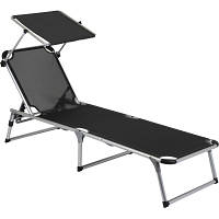 Раскладушка Bo-Camp Sun Lounger With Sunscreen 5 Positions Чорна (1304460)