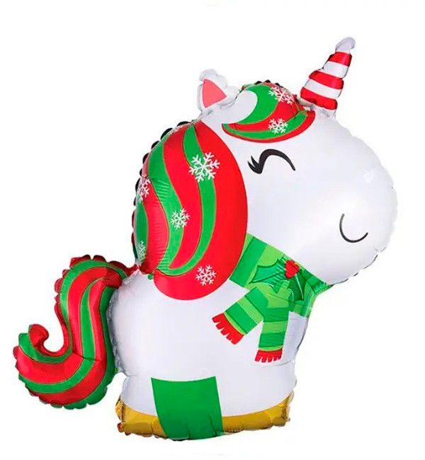 Повітряна кулька "Новорічний єдиноріг", 65х40 см
