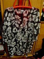 Женская блуза блузка туника накидка КАРДИГАН 50 16 xl черно-белая