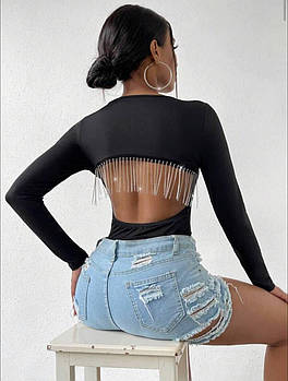 Жіноче боді з бахромою