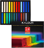 Мягкая цветная пастель для художников KALOUR Premium, набор из 24 цветов