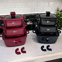 Набор посуды с антипригарным покрытием 8 предметов, набор кастрюль Higher Kitchen HK323 543IM-65