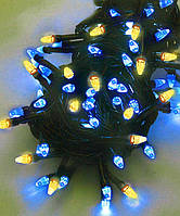 Гирлянда светодиодная патриотическая нить на черном проводе Конус 300 led 15м желто-синий 8 режимов
