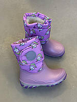 Отличное качество! Детские зимние сапоги (сноубутсы) оскар, непромокающие единорог розовый дитяче взуття