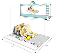 Термокилимок дитячий ME 1123 двосторонній, складний, 180х150х1см, щасливі тварини/зірки, у сумці,