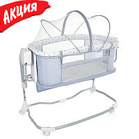 Детская кроватка приставная Mastela 8601 люлька для новорожденных с механизмом качания на колесиках Белый mgr