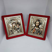 Ікона-двійник червоний оксамит (на підставці)