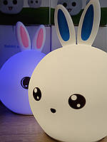 Детский ночник силиконовый Зайка Rabbit Soft Touch синие ушки