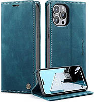 Чохол книжка Caseme з магнітом для iPhone 14 Pro Max зелений гаманець