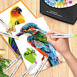 Маркери Caliart Спиртові Пензель Долото для скетчингу 121 Colors Alcohol Brush Markers Brush Chisel Оригінал, фото 8