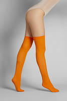 Панчохи жовтогарячі помаранчевого капронові 60 DEN без силікону високі шкарпетки гольфи щільні теплі жіночі