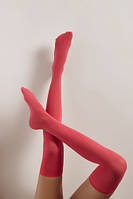 Чулки корраловые капроновые теплые плотные 60 ДЕН DEN яркие красные розовые капронки высокие гольфы носки