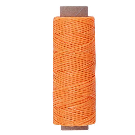 Нитка оранжева вощена 0,8 мм для ручного шиття плоска для шкіри 50 м, фото 2